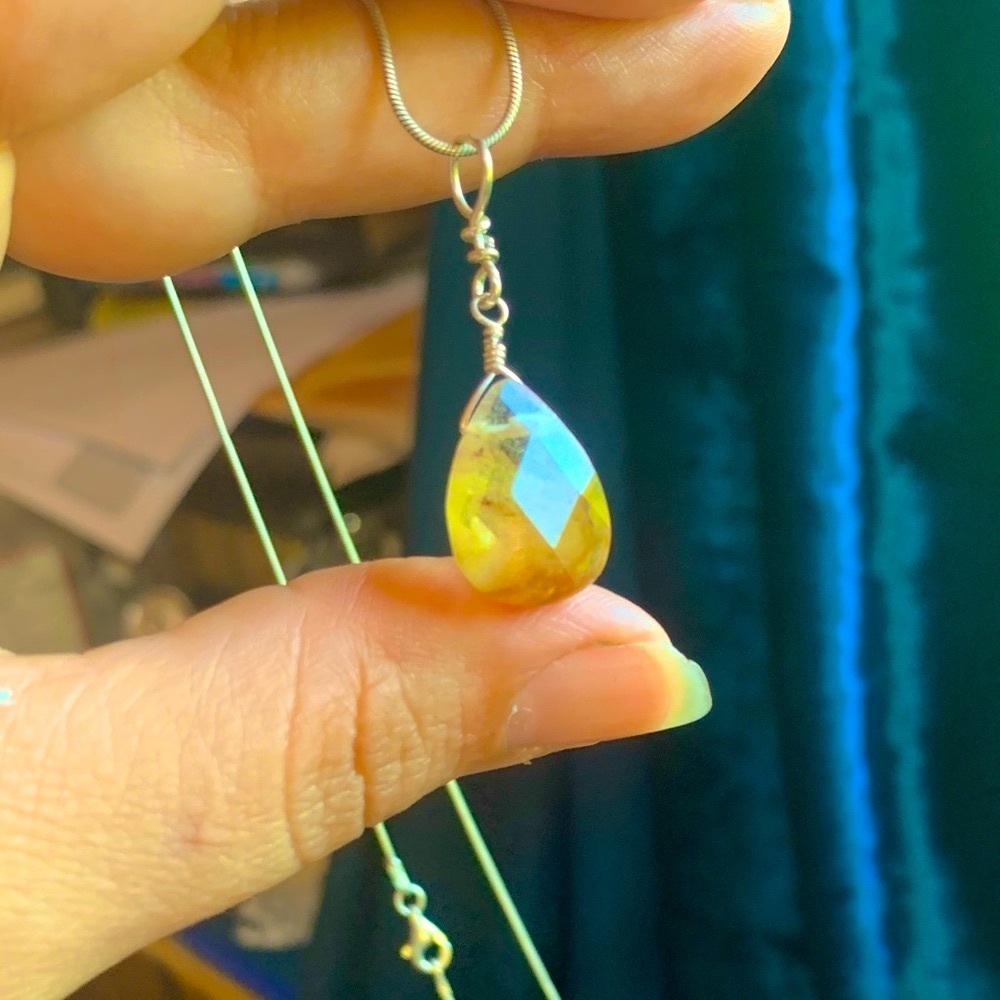 Double sided agate‎ silver pendant